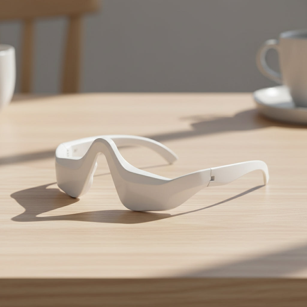 White sunglasses on a wooden background