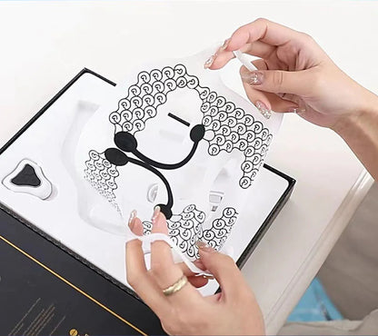 Person holding a clear plastic case with earbud design, showing a close-up of the product.