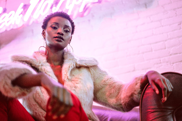 pink-neon-lights-fashion-model using NuYOU360 Hot & Cold LED Microcurrent Beauty Device