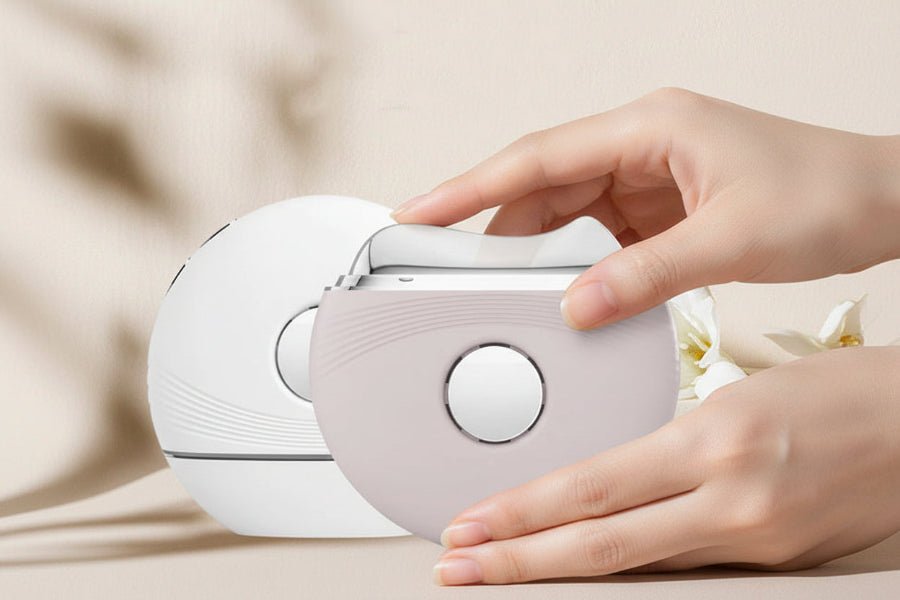 NuYOU360 LED Microcurrent Beauty Deviceon a beige background