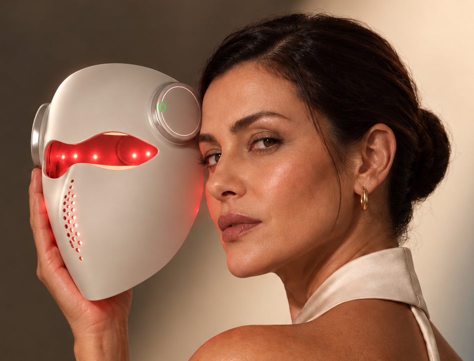 Woman holding the Contour Pro VSCEL laser Mask by NuYOU360