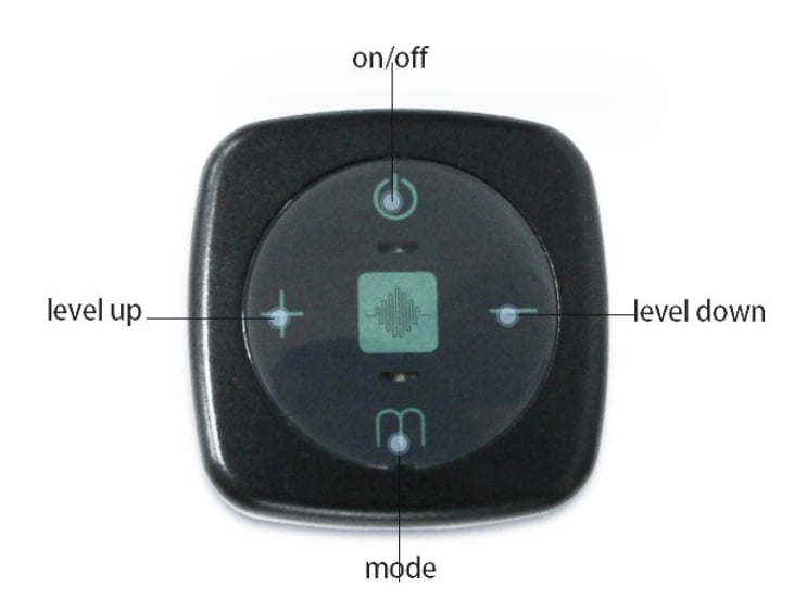 Control panel with labeled buttons on a white background