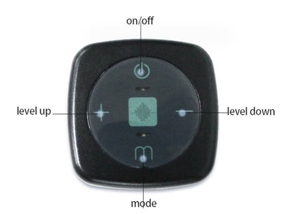 Control panel with labeled buttons on a white background