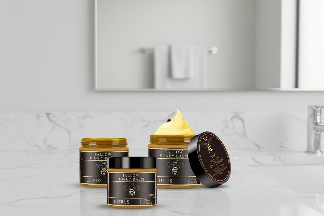 NuYOU360 Butter Moisturizing Cream For Brighter Skin. Tallow Honey Balm jar with lid 