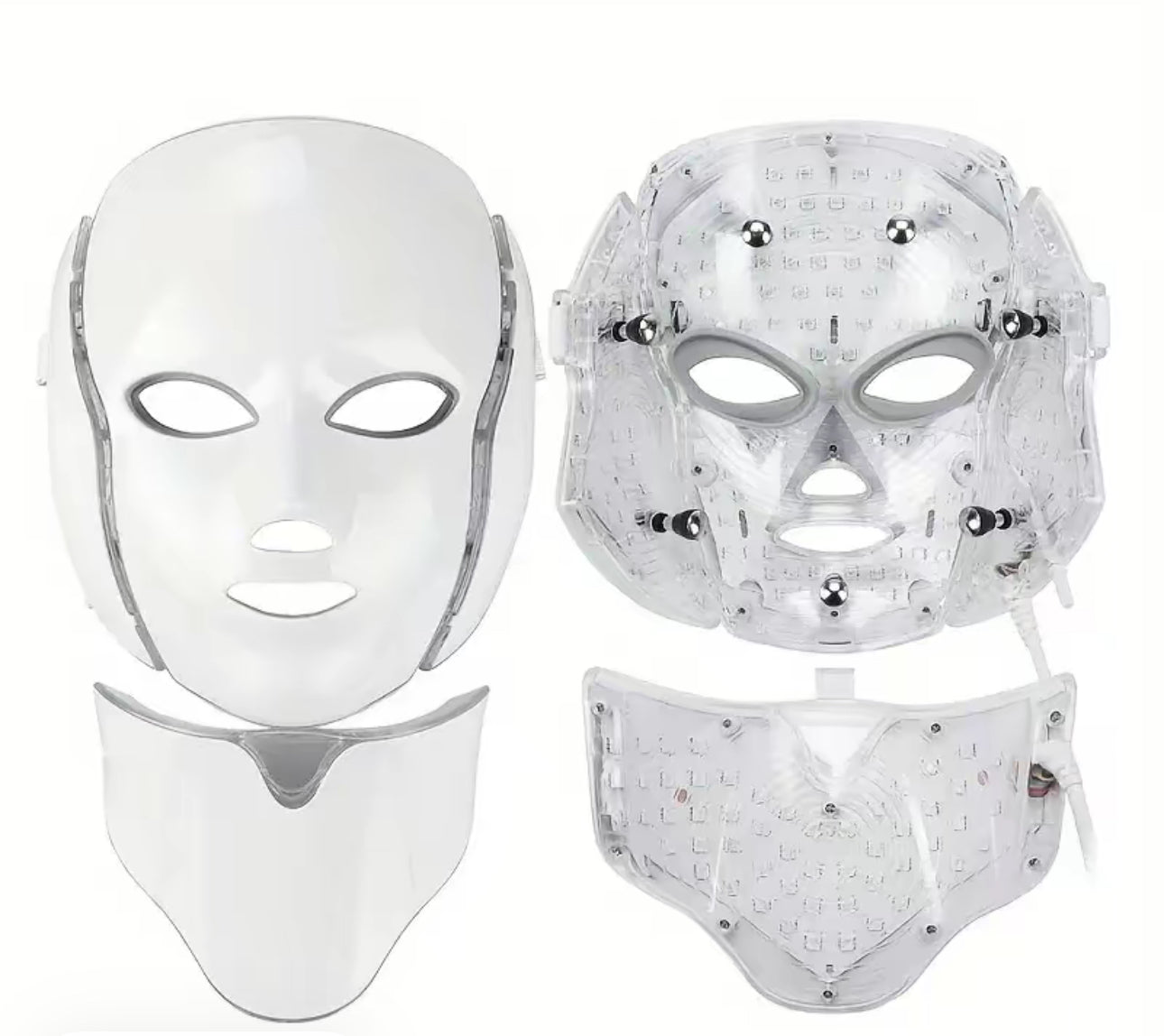 Set of LED face masks on a white background