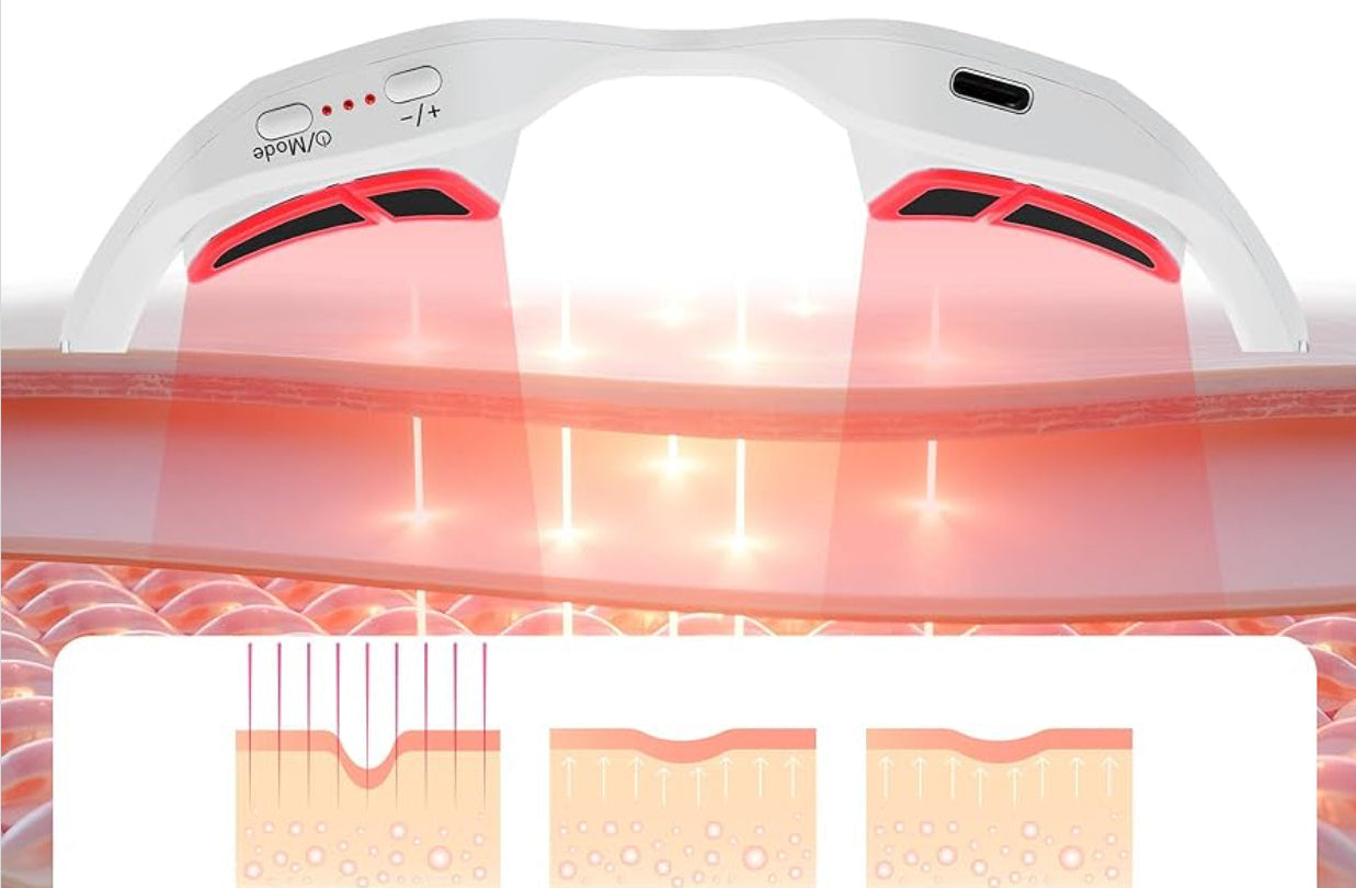 Beauty device with red light therapy on a white background