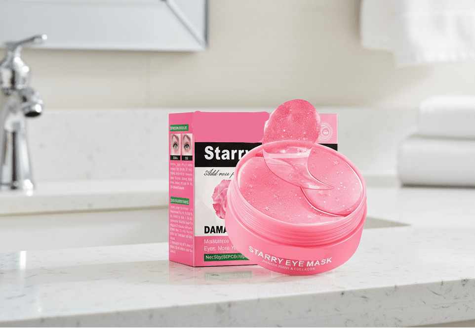 NuYOU360 Rose and Collagen Eye Mask with packaging.