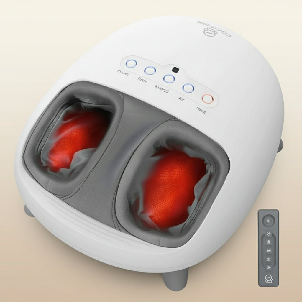 White foot massager with red interior on a white background
