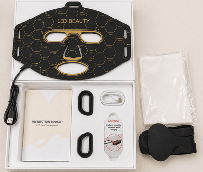 LED Beauty face mask set with accessories on a white background