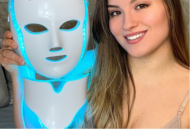 NuYou360 skincare solution with a woman holding a mask, showing benefits on a smartphone screen.